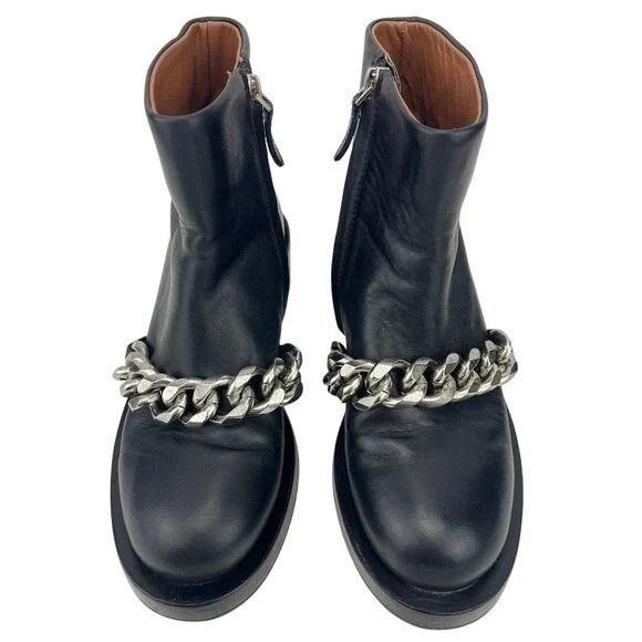 GIVENCHY Womens (6) Leather Chain Moto Combat Ankle Zip Boot Grunge Y2K Bag - Picture 3 of 12